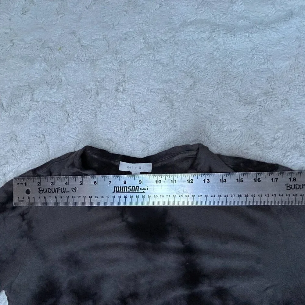 Anthropologie Eri + Ali Women's Tie Dye Sweatshirt Long Sleeve Tee Black Gray XS - Picture 6 of 9